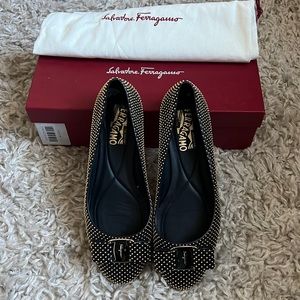 Ferragamo Gold Studded Ballet flat